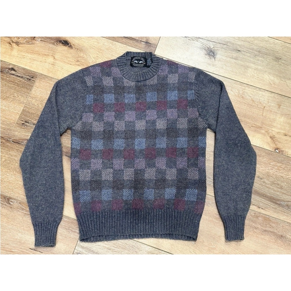 Vtg Northern Isles Gray New Zealand Wool Blend Women's Sweater Size Large Preppy